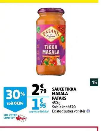 Auchan Sauce Tikka Masala Pataks offre