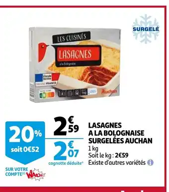 Auchan Lasagnes A La Bolognaise Surgelèes Auchan offre