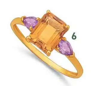 E.Leclerc Bague citrine et améthystes, taille 54, or jaune 1,73 g offre