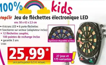 Norma Topfit Jeu de fléchettes électronique LED env. 50 x 42 x 2,5 cm offre