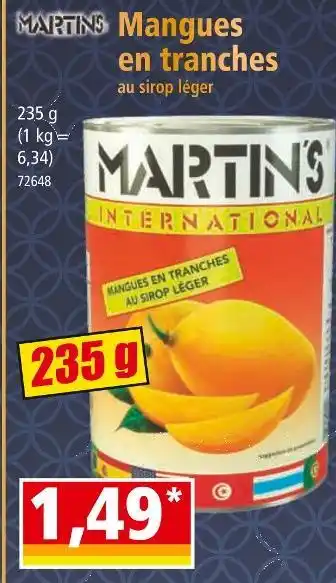 Norma MARTINS Mangues en tranches au sirop léger offre
