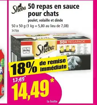 Norma Sheba 50 repas en sauce pour chats offre