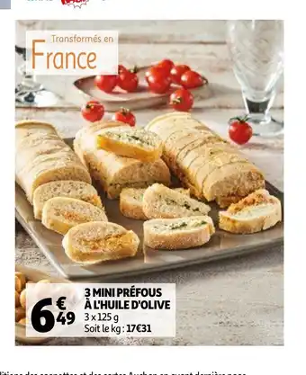 Auchan 3 Mini Prèfous A L'Huile D'olive offre