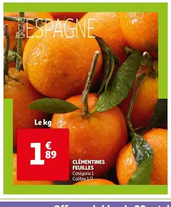Auchan Clèmentines Feuilles offre