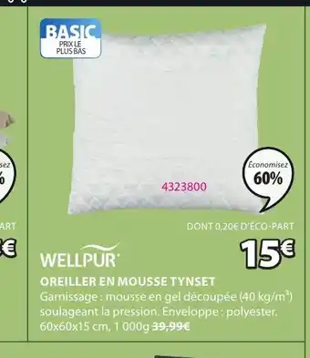 JYSK OREILLER EN MOUSSE TYNSET offre
