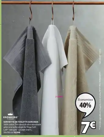 JYSK SERVIETTE DE TOILETTE SORUNDA offre