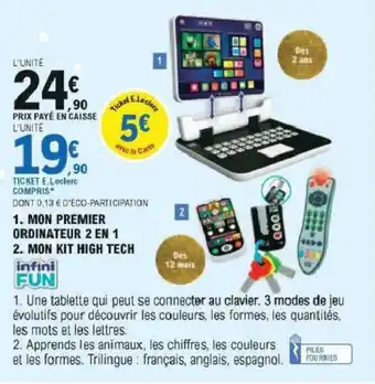 E.Leclerc Mon Premier Ordinateur 2 en 1 offre