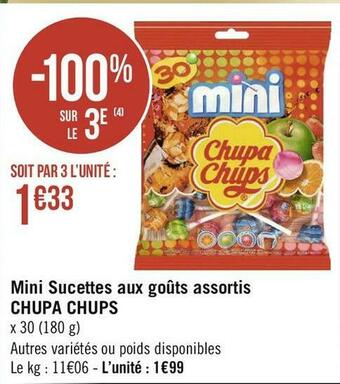 Chupa chups mini sucettes aux goûts assortis