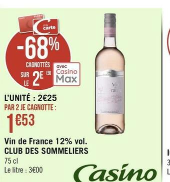 Vin de france 12% vol. club des sommeliers