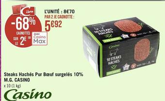 Géant Casino Casino steaks hachés pur bœuf surgelés 10% m.g. offre