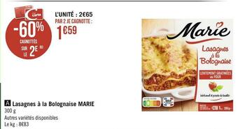 Géant Casino Marie lasagnes à la bolognaise offre