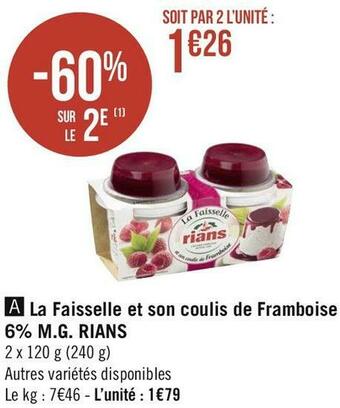 Rians la faisselle et son coulis de framboise 6% m.g.