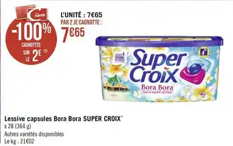Géant Casino Super croix lessive capsules bora bora* offre