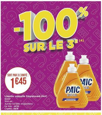 Géant Casino Paic excel liquide vaisselle dégraissant * offre