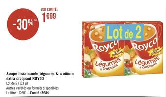 Géant Casino Royco soupe instantanée légumes & croûtons extra craquant offre