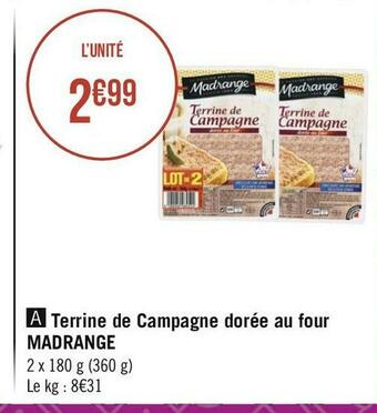 Madrange terrine de campagne dorée au four
