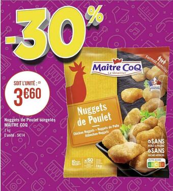 Géant Casino Maitre coq nuggets de poulet surgelés offre