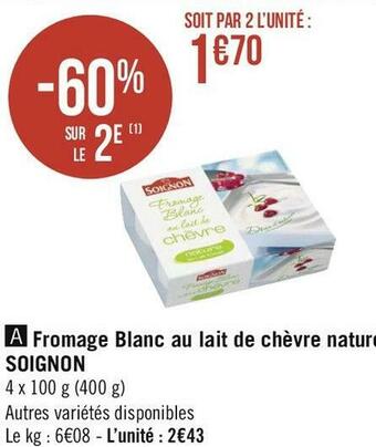 Soignon fromage blanc au lait de chèvre nature