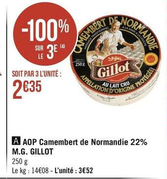 Gillot aop camembert de normandie 22% m.g.