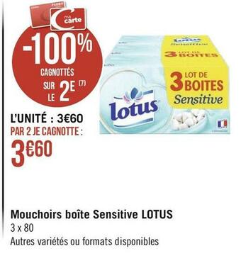 Lotus mouchoirs boîte sensitive