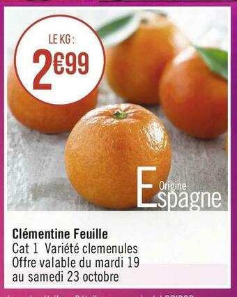 Géant Casino Clémentine feuille offre