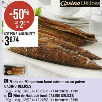 Géant Casino Filets de maquereau fumé nature ou au poivre offre