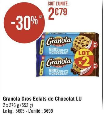 Géant Casino Lu granola gros eclats de chocolat offre