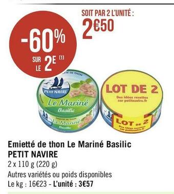 Géant Casino Petit navire emietté de thon le mariné basilic offre