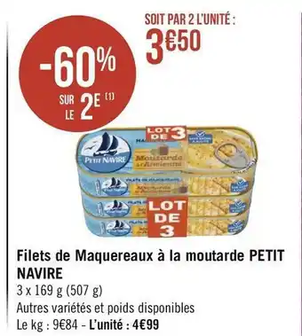 Géant Casino Petit navire filets de maquereaux à la moutarde offre