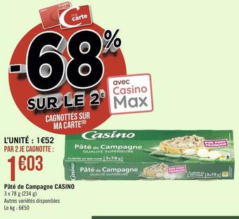 Géant Casino Casino pâté de campagne offre