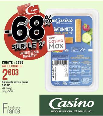 Casino bâtonnets saveur crabe