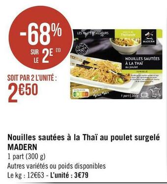 Madern nouilles sautées à la thaï au poulet surgelé