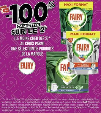 Géant Casino Fairy bon plan sur une sélection de produits de la marque offre