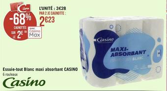 Géant Casino Casino essuie-tout blanc maxi absorbant offre