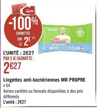 Géant Casino Mr propre lingettes anti-bactériennes offre