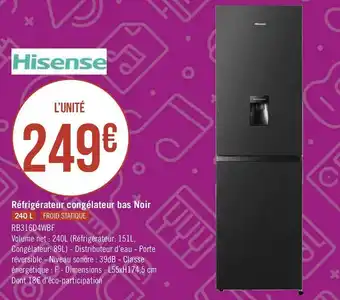 Hisense réfrigérateur congélateur bas noir