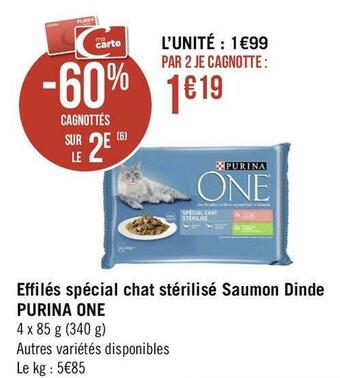 Géant Casino Purina one effilés spécial chat stérilisé saumon dinde offre