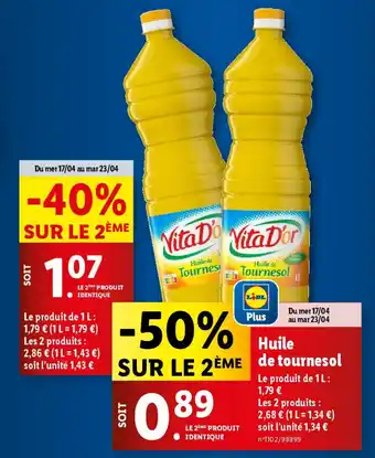 Lidl Huile de tournesol offre