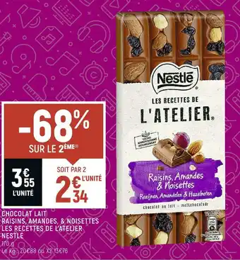 Petit Casino Nestlé chocolat lait raisins, amandes, & noisettes les recettes de l’atelier offre