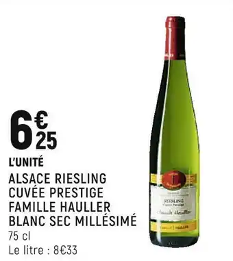 Hauller alsace riesling cuvée prestige blanc sec millésimé