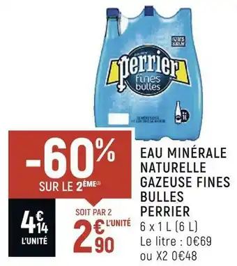 Perrier eau minérale naturelle gazeuse fines