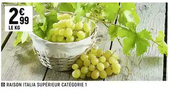 Raisin italia supérieur catégorie 1