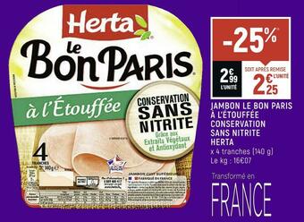 Herta jambon le bon paris à l’étouffée conservation sans nitrite