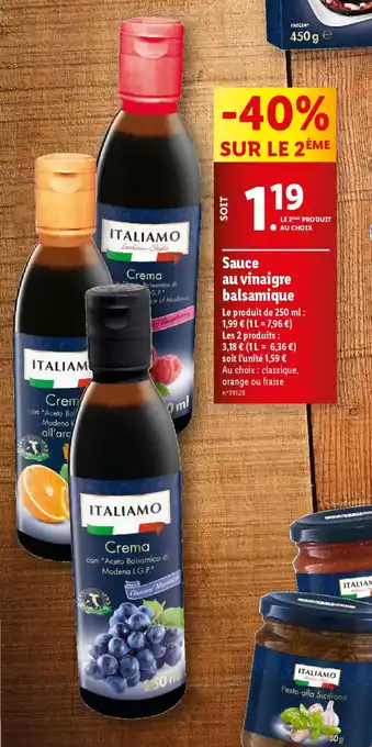 Lidl Sauce au vinaigre balsamique offre