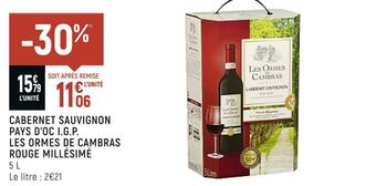 Les ormes de cambras cabernet sauvignon pays d’oc i.g.p. rouge millésimé