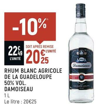 Damoiseau rhum blanc agricole de la guadeloupe 50% vol.