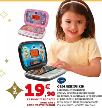 Hyper U Vtech ordi genius kid offre