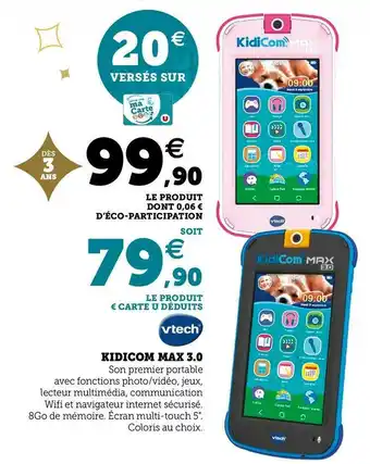 Hyper U Kidicom kidicom max 3.0 offre