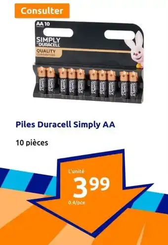 Action Piles Duracell Simply AA offre