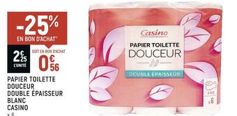 Casino papier toilette douceur double épaisseur blanc